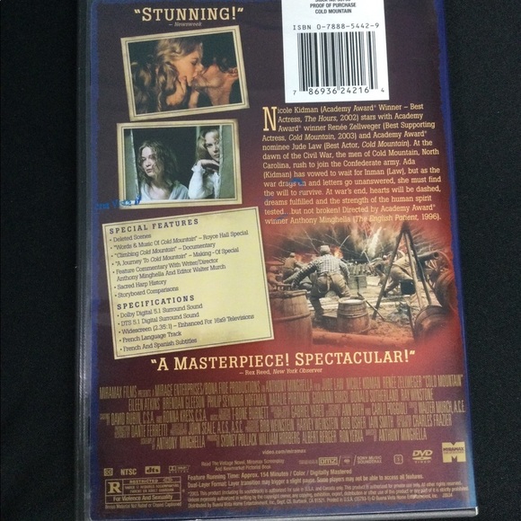 Cold Mountain 2-Disc DVD Movie War Rated R Civil War North Carolina Reunite Love - Picture 2 of 2